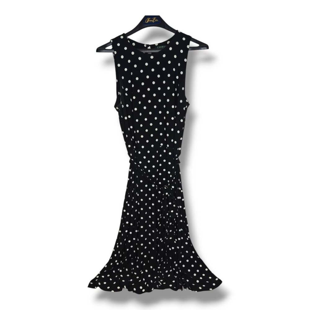 Lauren Ralph Lauren Black and White Polka Dot Midi Dress